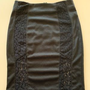 Forever 21 Leopard Print Sheer Panel Pencil Skirt